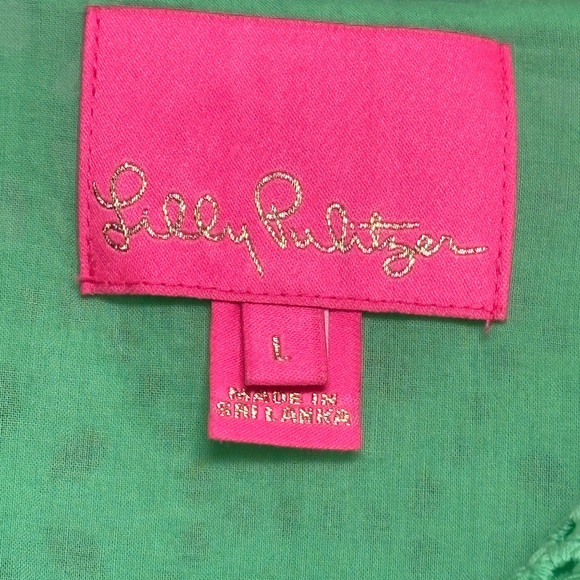 Lilly Pulitzer Astara Green Eyelet Dress EUC sz Large - Picture 2 of 2